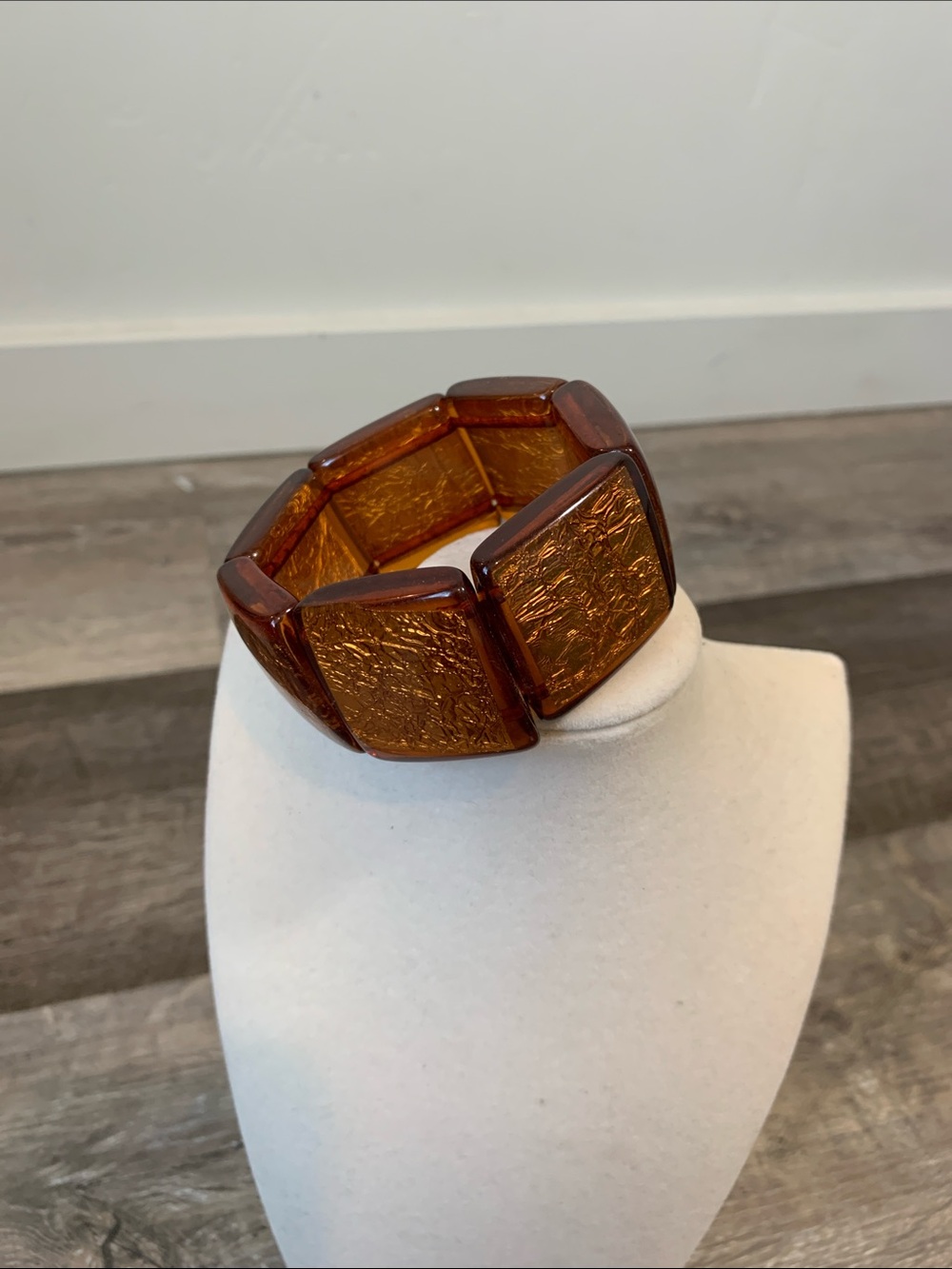 Chunky Amber Resin Stretch Bracelet